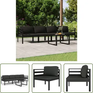 The Living Store 5-tlg. Garten-Lounge-Set mit Kissen Aluminium Anthrazit - Grau