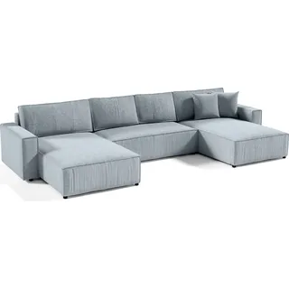 MEBLITO Ecksofa Big Sofa Eckcouch mit Schlaffunktion Bento U Form Couch Sofagarnitur Poso 55- Hellgrau - Hellgrau