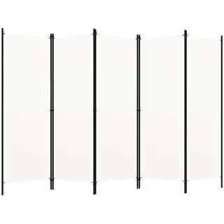 vidaXL Raumteiler 5-teilig Weiß 250/180 Cm , Textil , Rechteckig , 250x180x250 cm , Wohnzimmer, Raumteiler, Raumtrenner