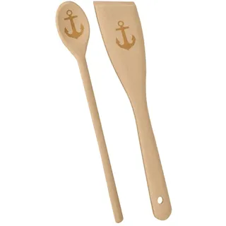 Metaltex Kochlöffel/Pfannenwender Set aus Buchenholz 2-teilig Motiv Anker