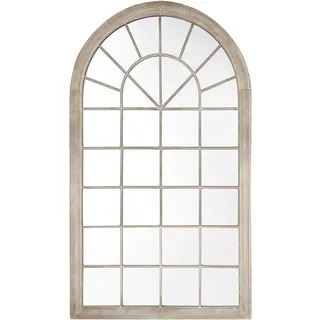 Beliani Wandspiegel beige Fensteroptik 77/130 cm Trevol , Beige , Metall , Oval , 77x130x5 cm , Spiegel, Wandspiegel