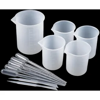 Klein Silikonbecher zum Gießen 250 Ml / 100 Ml Epoxidharz Mischbecher Ml mit Skala, Messbecher Set Flexibel, Gips Gießen Zubehör, Silikon Messbecher Gießpulver für Diy Silikonform Epoxidharz