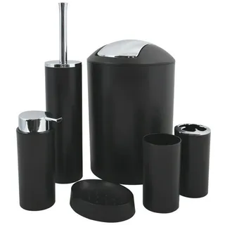 Spirella Bad-Accessoire-Set , Schwarz , Kunststoff , 6-teilig , 6 l , 19.7x29.8x19.7 cm , Badaccessoires, Seifenspender