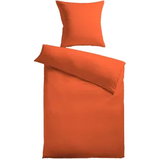 Kinzler Mikrofaser Fleece Unifarben Orange 135 x 200 cm + 2 x 80 x 80 cm