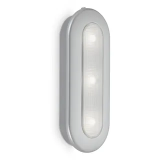Briloner - LED Schrankbeleuchtung, ohne bohren und Stromanschluss, inkl. 3x AA, Timer, Dauerlicht, Push light, Unterbauleuchte, Schranklicht, Schranklampe Küche, 15,2 cm, Silberfarbig