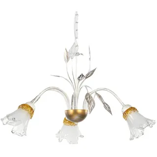 Kronleuchter , Weiß , Metall, Glas , 105 cm , Lampen & Leuchten, Innenbeleuchtung, Hängeleuchten, Kronleuchter