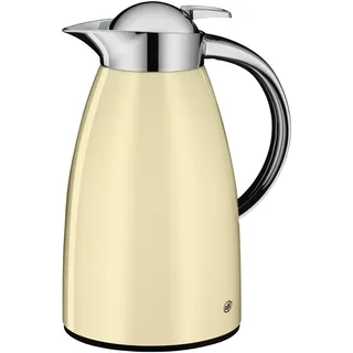 alfi SIGNO Isolierkanne 1,00 l, 12 h heiß, Edelstahlkörper, lemon ice | 24h kalt, Kaffee & Teekanne, Einhandbedienung, Hartglaseinsatz, Drehverschluss mit Drucktaste, gelb glänzend