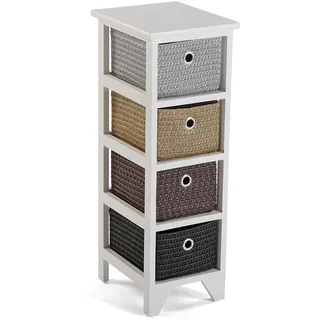 Versa Lingbo Möbel für das Bad, Schubladeneinheit mit 4 Schubladen zum Organisieren, Moderne und unterhaltsame Aufbewahrung, Maßnahmen (H x L x B) 72 x 30 x 25 cm, Holz und Plastik, Farbe: Weiß