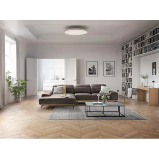 Musterring Wohnlandschaft "MR 2490 Ecksofa mit erstklassigem Sitzkomfort, Long-Life-Leder" Bronze-Fuß Sitzhöhe 46cm, wahlweise mit Funktionen, Maße 342 x 207 cm, light grau, b
