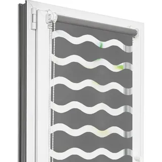 Doppelrollo Estika Welle ohne Bohren – 135 cm x 150 cm – Grau – Einfache Montage mit Klemmen - Grau