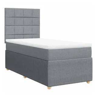 vidaXL Boxspringbett mit Matratze Hellgrau 80x200 cm Stoff