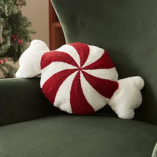 Sonive Weihnachtskissen, Weihnachtsbonbon-förmiges Kissen 50x30cm Dekokissen Zierkissen, Stuhlkissen Raumdekoration Plüschkissen für Weihnachten Sofa & Bett Kinderzimmer rot&weiß