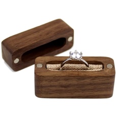 GERUI Walnuss Ring Box, tragbare, kleine, handgemachte, hölzerne hohe Ring Box Schmuck Box Hochzeit Ring Box Verlobungsring Box