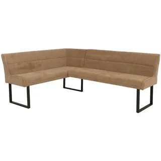 Mendler Eckbank HWC-O81, Esszimmerbank Bank, (310g/m2) Chenille Stoff/Textil Metall 159x210cm ~ hell