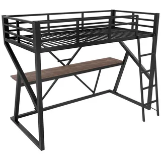 Urban Meuble Hochbett Schwarz ohne Matratze 204/98/160.5 cm , Metall , Rechteckig , Babymöbel & Kindermöbel, Kinderzimmer & Jugendzimmer, Kinderbetten, Hochbetten