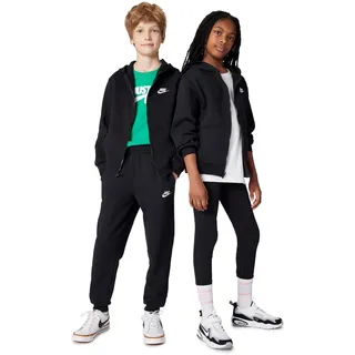 Nike Kinder NSW CLUB FLC HD FZ LS LBR, Black/White, S