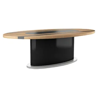 Oval Besprechungstisch Arbeitszimmer Chef Exclusive Büro CEO Helles Holz Modern - Braun