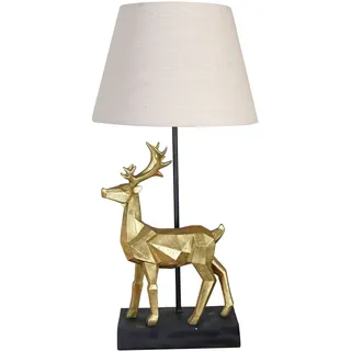 Tischlampe Hirsch Tischleuchte Hirschgeweih Lampe Nachttischlampe Gold 61cm