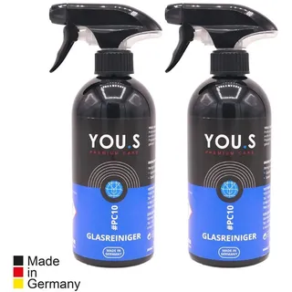 YOU.S Glasreiniger Glas Keramik Fliesen Lack Kunststoff Streifenfrei - 2x 500 ml