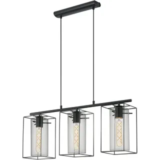 EGLO Loncino 3-flg. 75 cm Balkenpendelleuchte schwarz-transparent