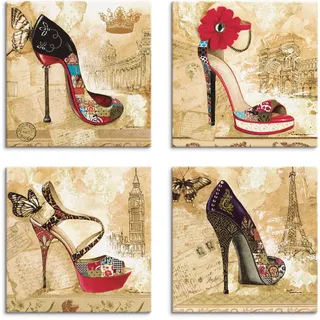 Artland Leinwandbild »Veränderliche Zeiten Stiletto« Mode 4 Stk. tlg. 4er Set, verschiedene Größen, beige