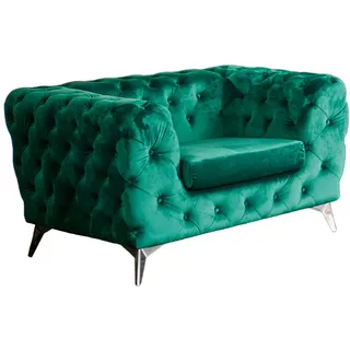 KAWOLA Sessel NARLA Chesterfield Loungesessel Velvet grün