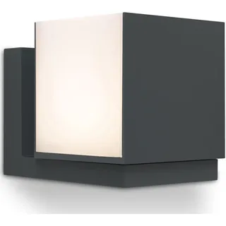 LUTEC LED Außenwandleuchte CUBA, moderne Außenlampe aus Aluminium in Anthrazit und weißem Polycarbonat, Wandleuchte 350° drehbar, mit Lichteffekten an der Wand, moderne Außenlampe