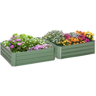 Outsunny HOMCOM Gartenbeet Pflanzkasten 100 x 100 x 30 cm Grün
