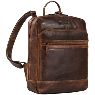 STILORD 'Sebastian' Business Rucksack Leder Damen Daypack 13,3 Zoll Moderner Herren Lederrucksack mit Vielen Fächern Tagesrucksack Vintage Echtleder, Farbe:florida - braun