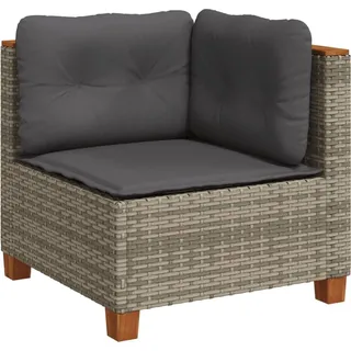 vidaXL Garten-Ecksofa mit Kissen Grau Poly Rattan - Dunkelgrau