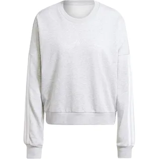 Adidas Damen Essentials 3-Stripes French Terry Sweatshirt, Light Grey Heather/White, L
