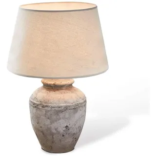 LOBERON Tischlampe Mosnay, beige/antikgrau | Steinoptik, Fuß in Beton-Optik, Antik-Finish, Kippschalter