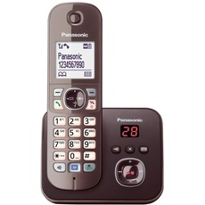 Panasonic KX-TG6821GA DECT Schnurlostelefon mit Anrufbeantworter (strahlungsarm, Eco-Modus, GAP Telefon, Festnetz, Anrufsperre) mocca-braun