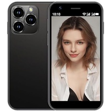 Hipipooo Mini-Smartphone, entsperrt, 4G-Handy, 3,0 Zoll, Dual-SIM, 2000 mAh Akku, 2 MP + 5 MP Kamera, Android 10.0 Quad-Core-Backup-Telefon(Schwarz,3G+64G)
