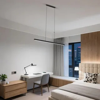 YUENFONG LED Pendelleuchte Moderne Hängelampe Esstisch Linear Design Hängeleuchte mit Fernbedienung, Kücheninsel Leuchten Pendellampe Kronleuchter Esszimmerlampe Hängend (48W, Kaltweiß) - Weiß