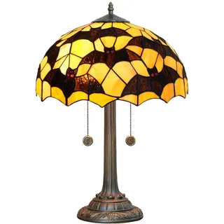 NUODITOS Tiffany Tischlampe Schwarz Fledermaus Design Glasmalerei Lampe 16 Zoll handgefertigt große Schreibtischlampe antik neben Leselampe für Zuhause Wohnzimmer Schlafzimmer Büro