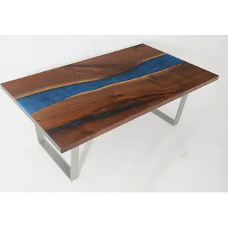 Epoxy Maßanfertigung Tisch Epoxidharz Fluss Echtes Holz Preis 1qm Tische Resin - Braun, Blau