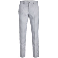 JACK & JONES Men's JPRFRANCO Check Suit SN Anzug, Light Grey Melange/Checks:SUPER Slim FIT, 56