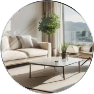 CLP Wandspiegel rund 80 cm Metall silber , 80x80x3 cm , Spiegel, Wandspiegel