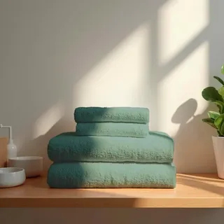 TRAMAS+ 4er-Set Premium Handtücher 700 g, 100% Baumwolle, 2 Handtücher 50x100 cm und 2 Badetücher 70x140 cm, extra weich, schnelltrocknend und sehr saugfähig - Tiffany-Grün