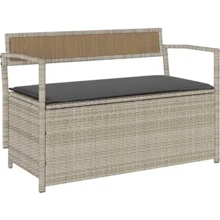 vidaXL Gartenbank mit Stauraum und Kissen Hellgrau Poly Rattan - Grau