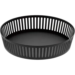 Yamazaki 3814 TOWER Breiter Obstkorb, schwarz, Stahl, minimalistisch, 25 x 25 x 5.5 cm