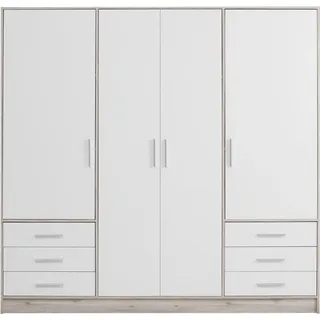 Forte Drehtürenschrank Jupiter 207 x 200 x 60 cm Weiß/Sandeiche