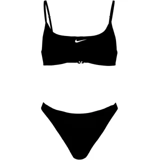 Bustier-Bikini NIKE "BRALETTE BIKINI SET", Kinder, Gr. L (152/158), N-Gr, schwarz-weiß (schwarz), Elasthan, Polyester, unifarben, Bikini-Sets Bustier-Bikini, für Jugendliche, sportlicher Stil, schnell trocknendes Material
