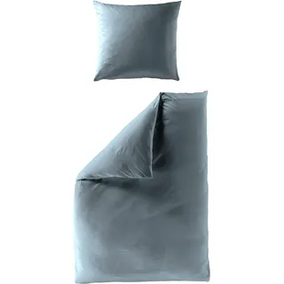 BIERBAUM Elegant uni Mako-Satin Blau 135 x 200 cm + 2 x 40 x 80 cm
