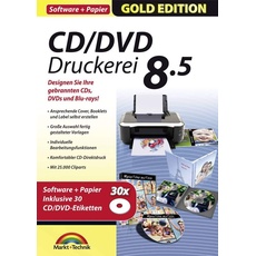 Markt & Technik CD/DVD Druckerei 8.5 mit Papier Vollversion, 1 Lizenz Windows Multimedia-Software, E