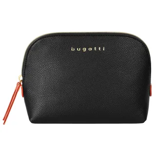 Kosmetiktasche BUGATTI "ELLA", Damen, Gr. B/H/T: 21cm x 15cm x 3cm onesize, schwarz, Kunstfaser, leicht glänzend, unifarben, Taschen Kosmetiktasche