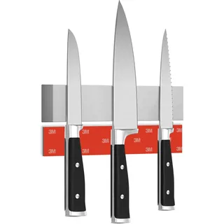 CUCINO Messer Magnetleiste selbstklebend - Vergleichssieger mit extra starkem Magnet - Einfache Montage mit 3M Klebeband ohne Bohren, aus Premium-Edelstahl - 25cm
