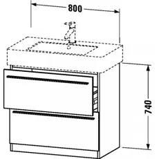 Duravit X-Large Waschtischunterschrank stehend 6563, 2 Auszüge, 800mm für Vero 032985 (ungeschliffen), Farbe (Front/Korpus): Weiß Hochglanz Lack