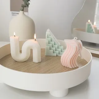Ästhetische Twist-Kerzen, 3 Stück, U-Form, Sojawachskerzen, S-Form und Dreieck, Kerzen, dekorative Kerzen, Hochzeitskerzen, Geburtstagsgeschenke